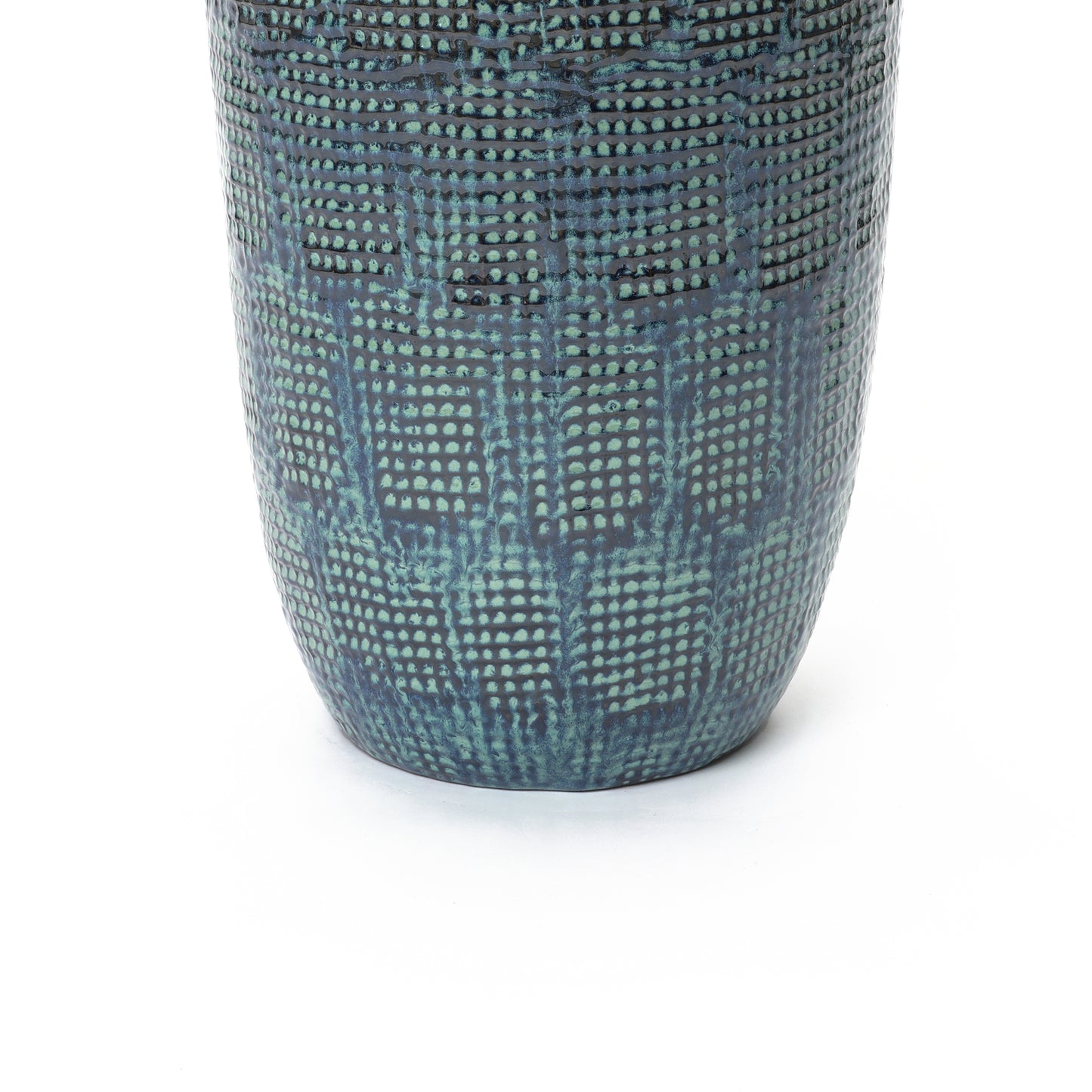 Mesa Glazed Ceramic Tall Planter, Green-Blue, 17.5"