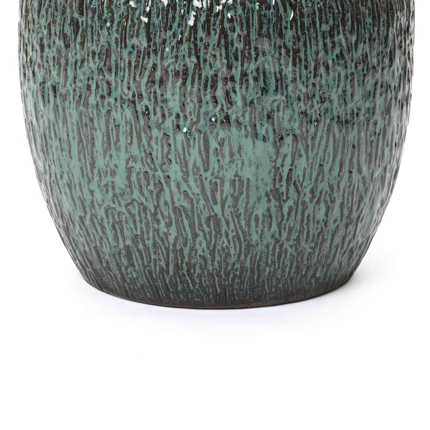 Vero Striated Ceramic Round Planter, Green, 12"