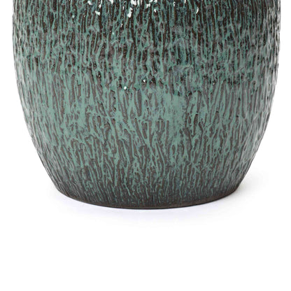 Vero Striated Ceramic Round Planter, Green, 12"