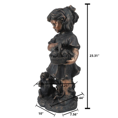 Storybook Girl with Pets Garden MgO Statue
