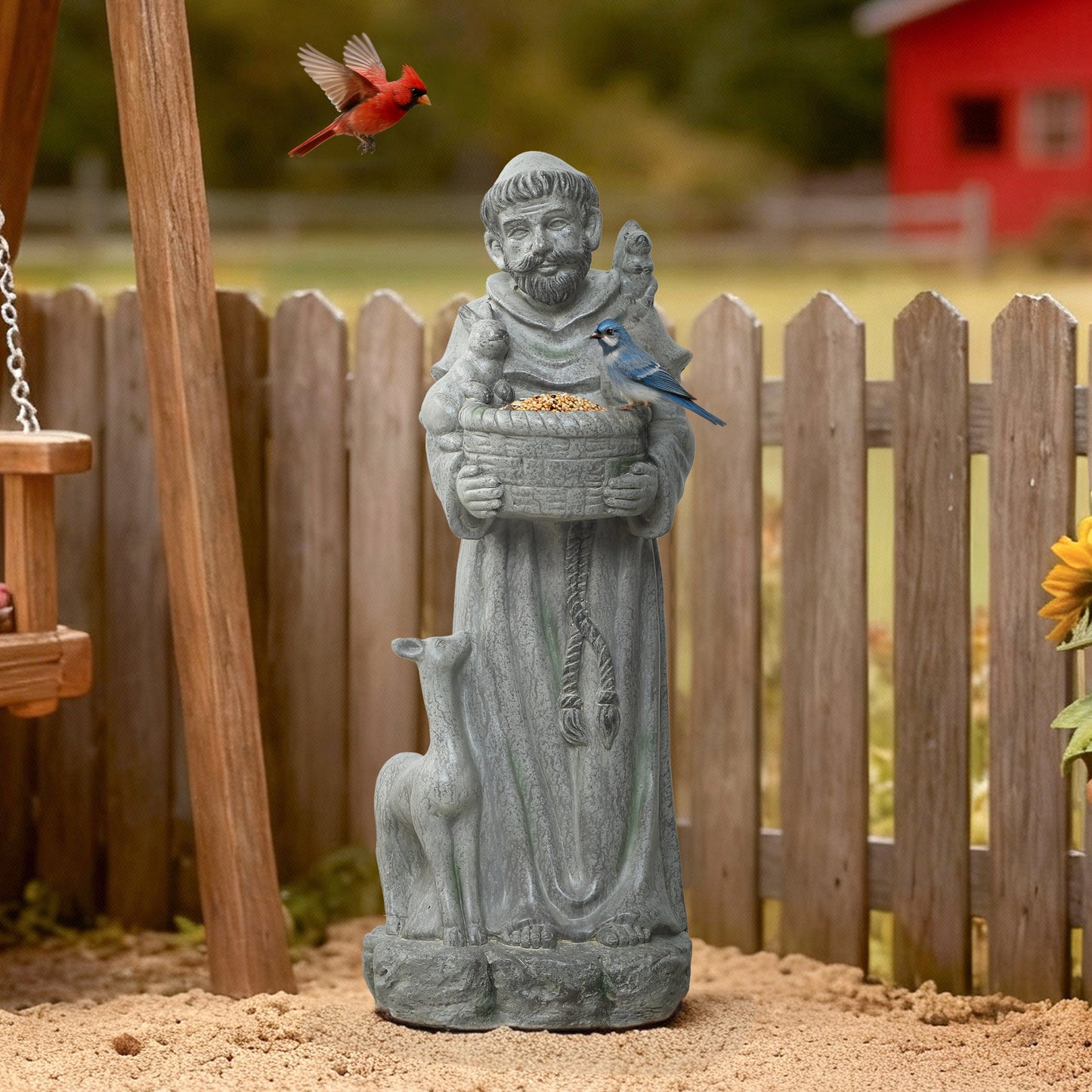 Saint Francis with Birdfeed Garden MgO Statue