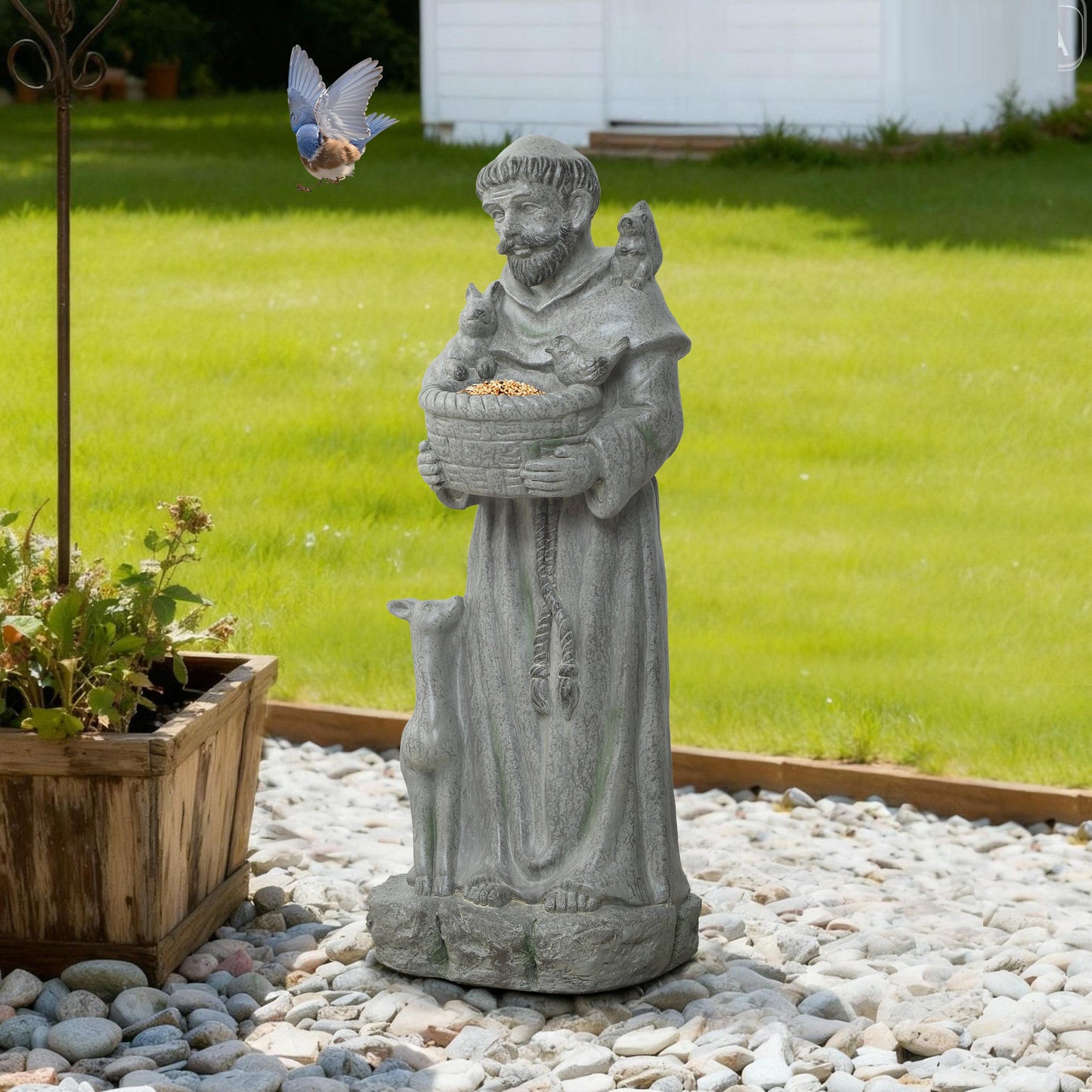 Saint Francis with Birdfeed Garden MgO Statue