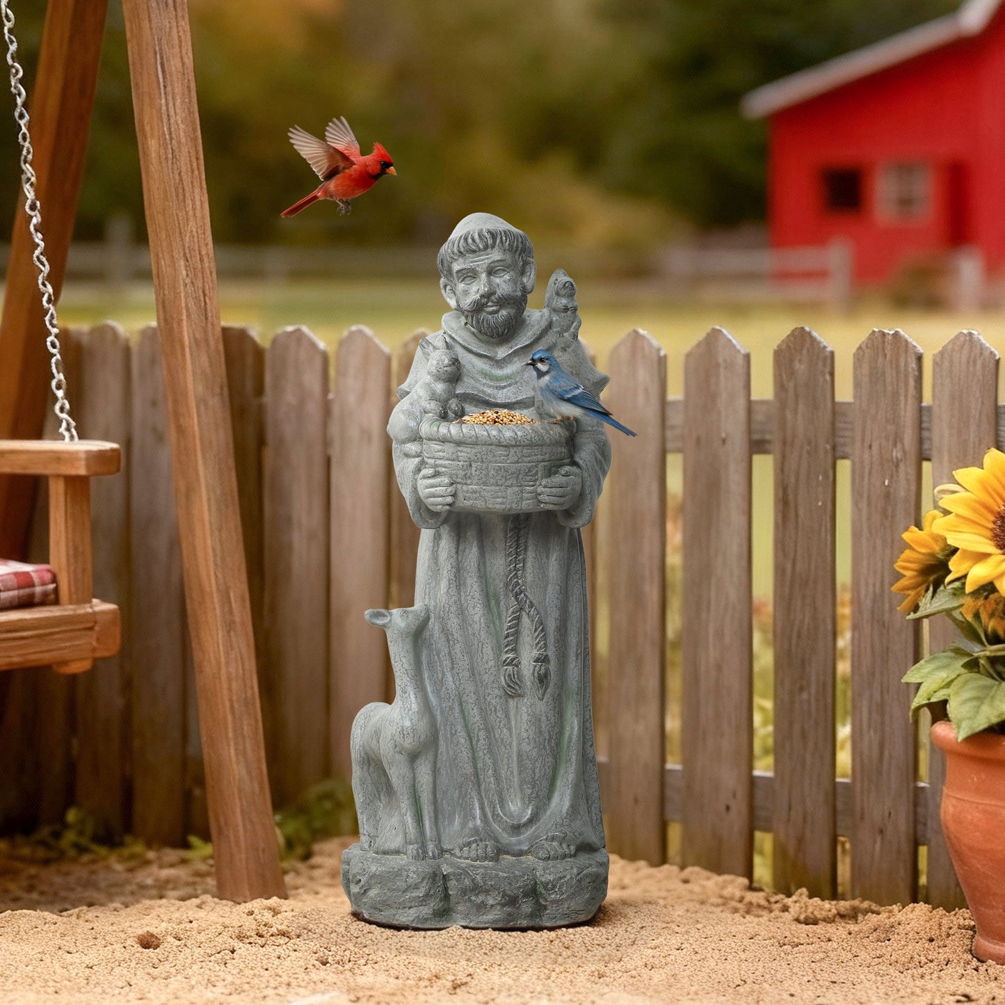 Saint Francis with Birdfeed Garden MgO Statue