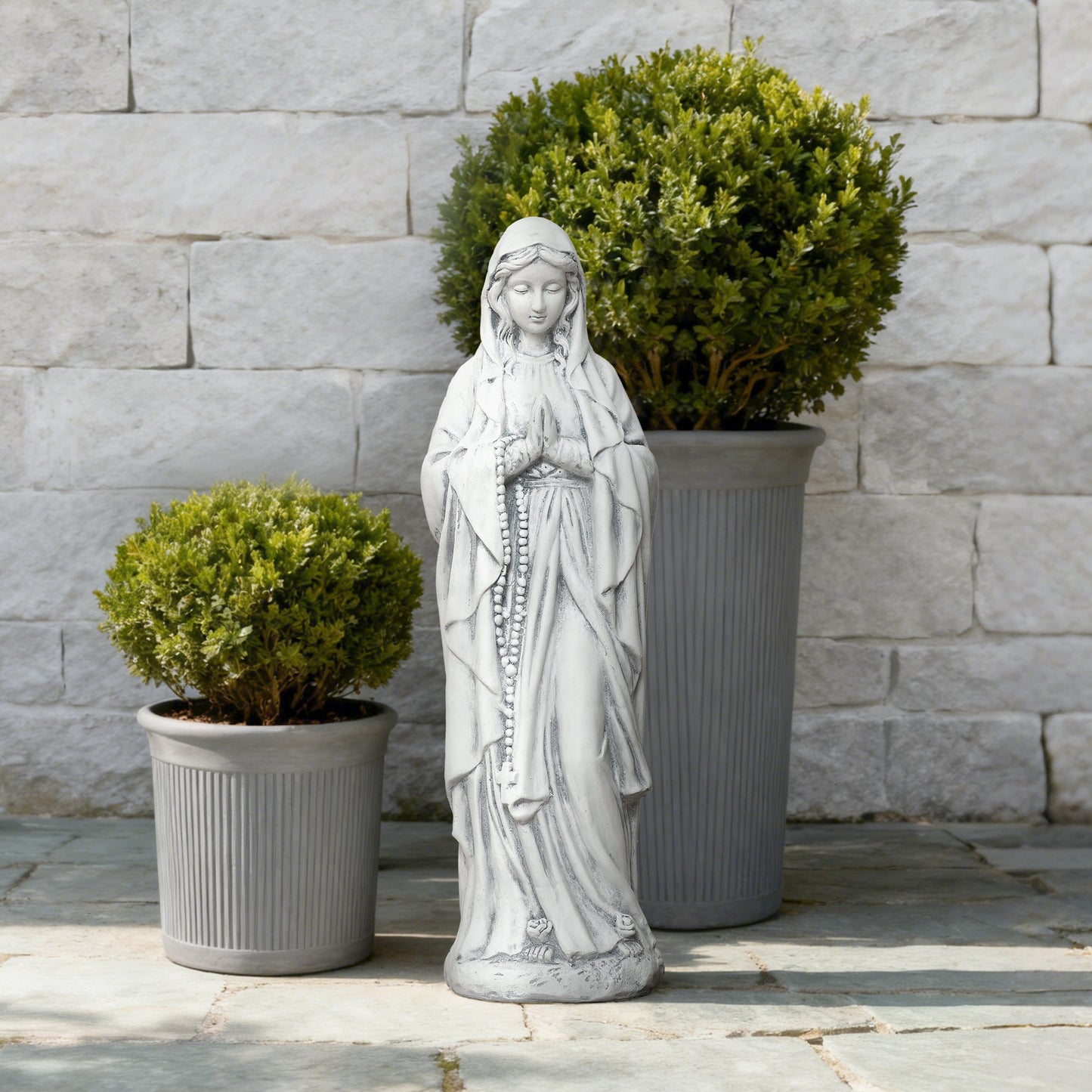 Virgin Mary with Rosary Garden MgO Statue