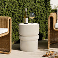 Minimalist MgO Patio Table, 18.3" Tall Round Side Table for Outdoor Spaces