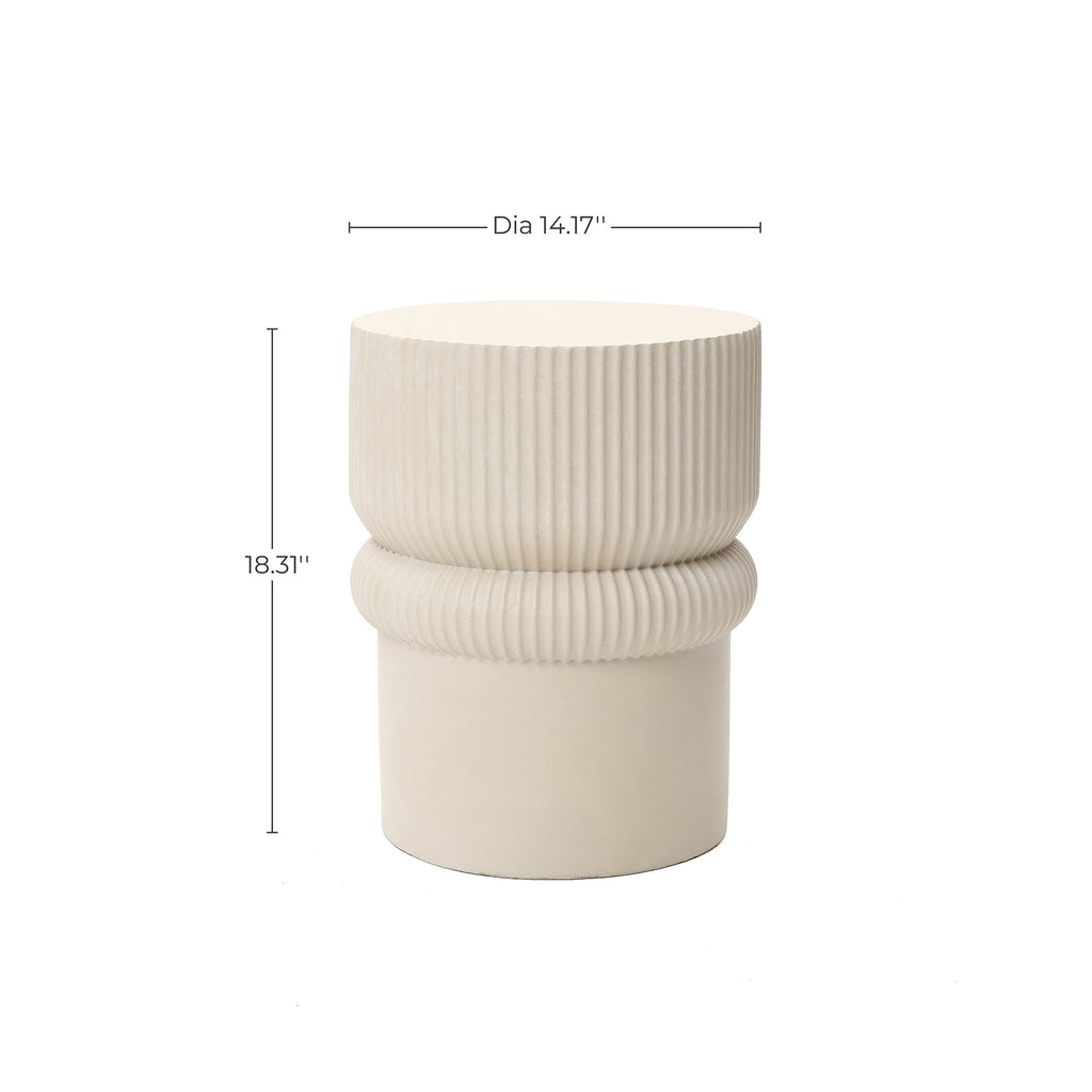 Minimalist MgO Patio Table, 18.3" Tall Round Side Table for Outdoor Spaces