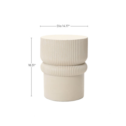 Roundel Ridged MgO Side Table, Beige
