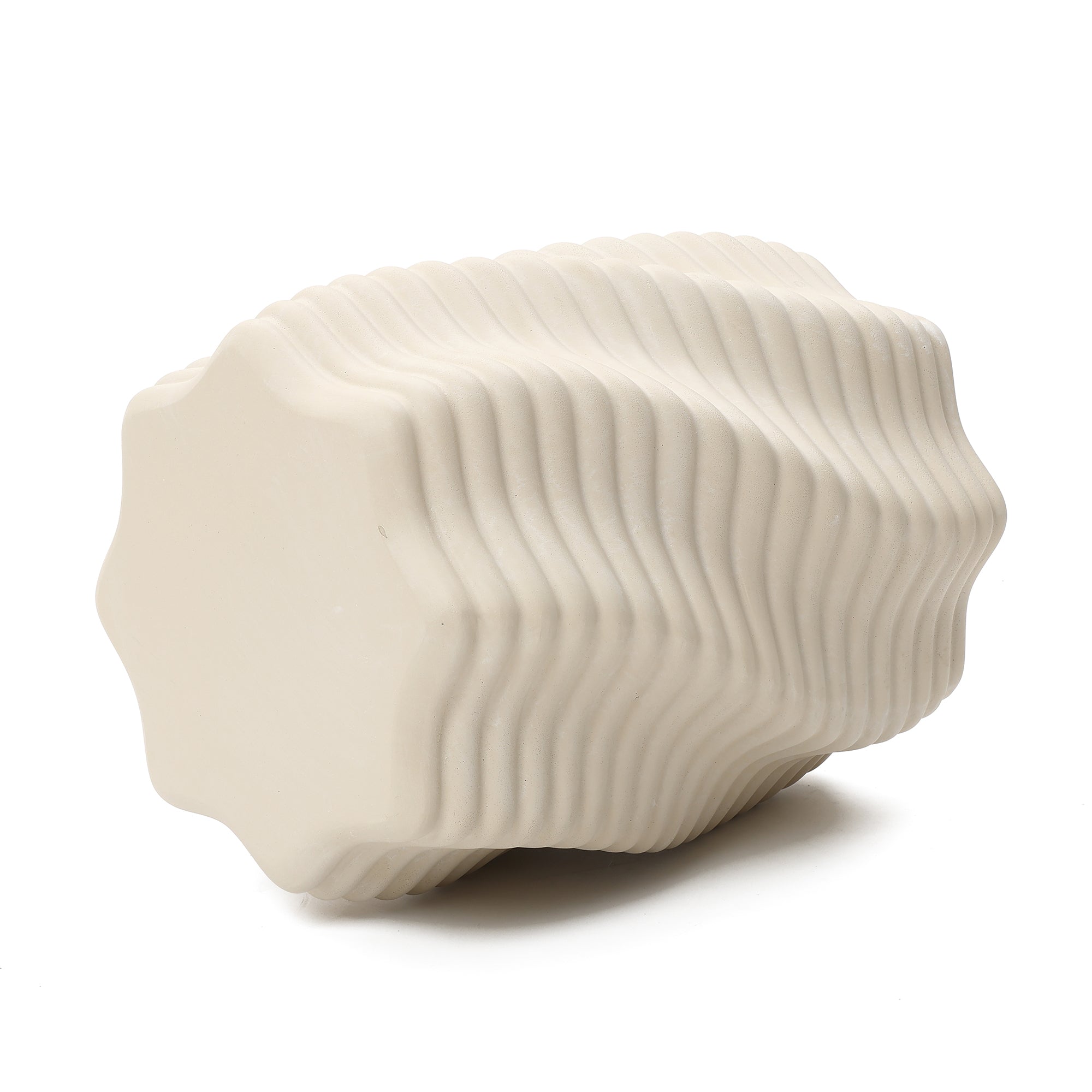 Sculptural MgO Patio Table, 18.3" Tall Round Side Table for Outdoor Spaces