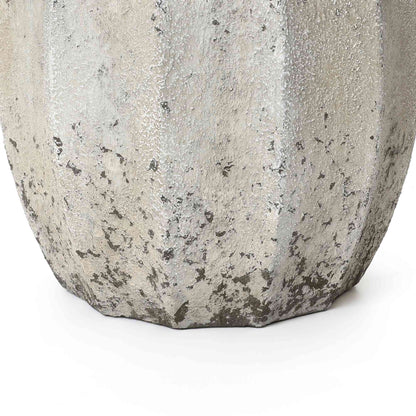Linden Tall Stone-Effect MgO Planter, Rustic White, 18.5"