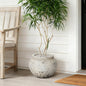 Linden Wide Stone-Effect MgO Planter, Rustic White, 12"