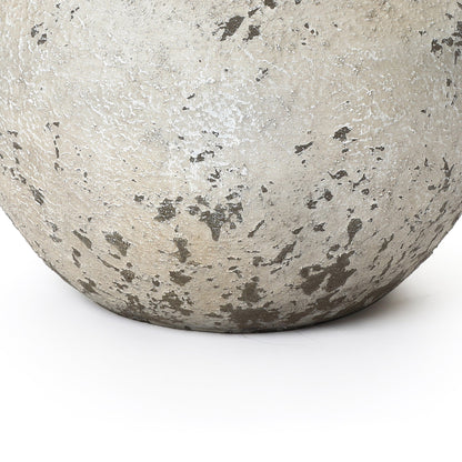 Linden Wide Stone-Effect MgO Planter, Rustic White, 12"