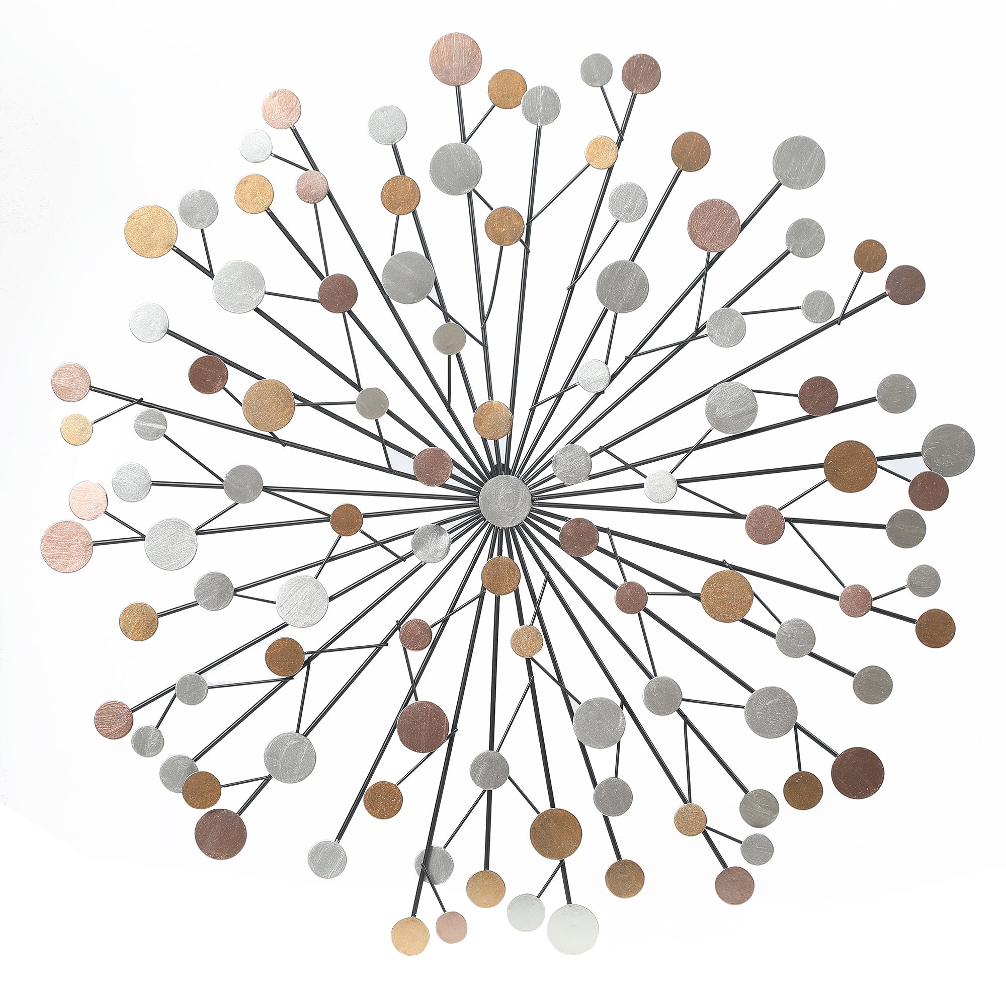 Silver, Black, and Gold Iron Metal Round Abstract Wall Decor