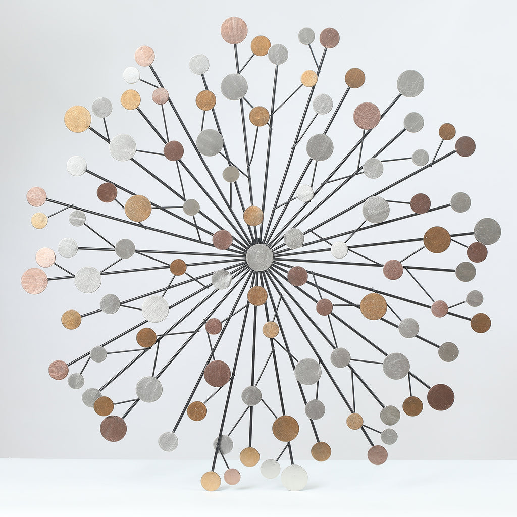 Silver, Black, and Gold Iron Metal Round Abstract Wall Decor