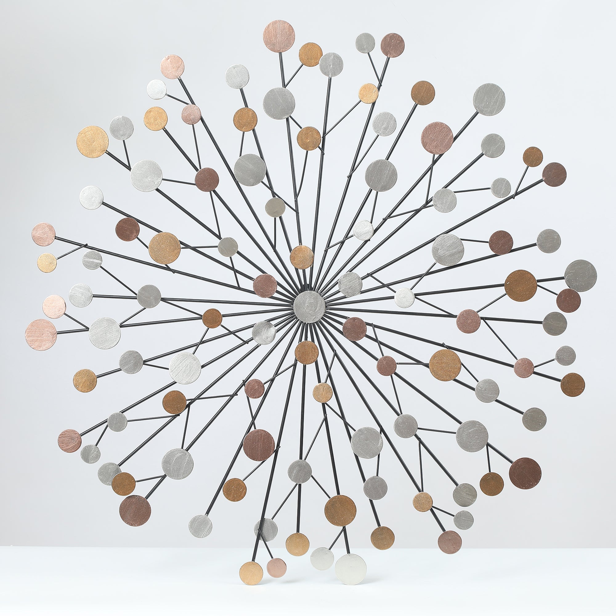 Silver, Black, and Gold Iron Metal Round Abstract Wall Decor