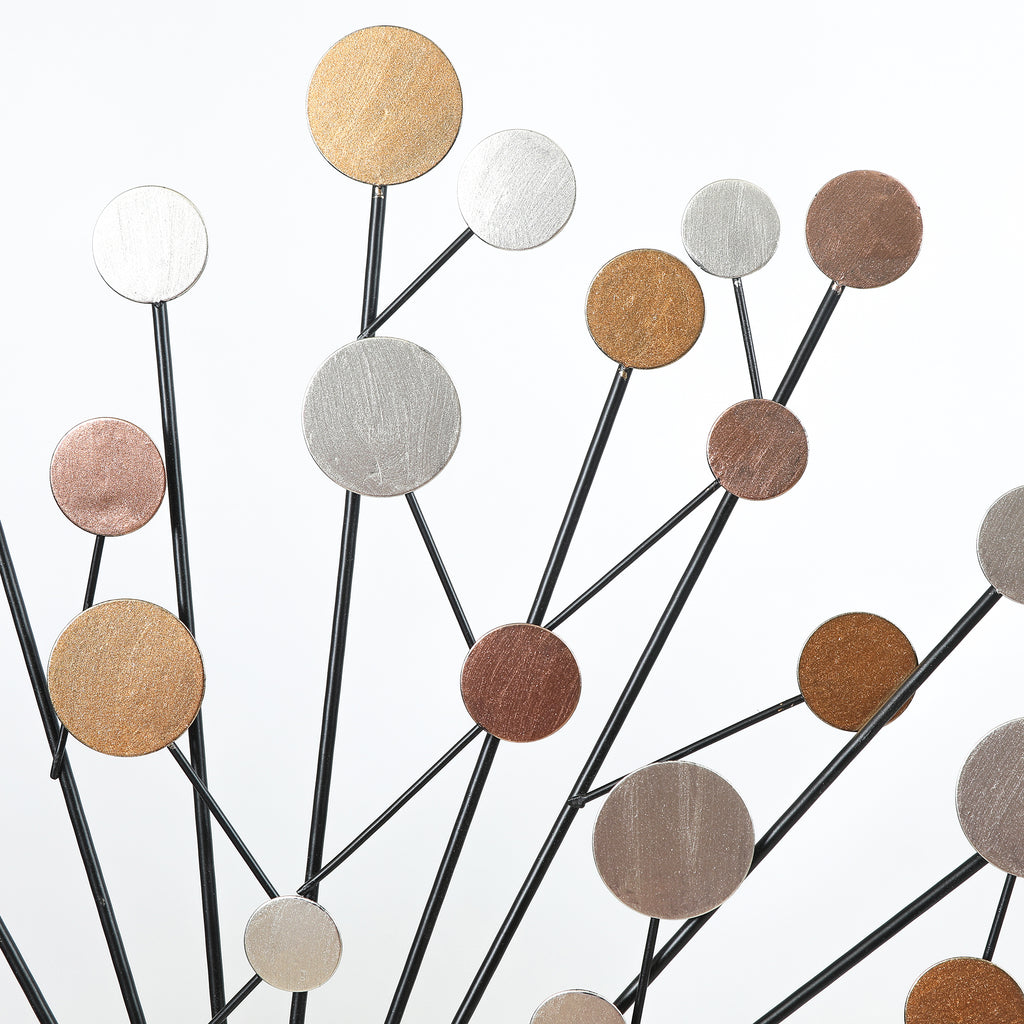 Silver, Black, and Gold Iron Metal Round Abstract Wall Decor