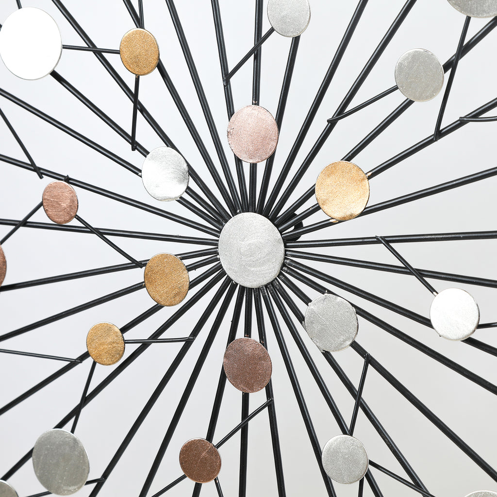 Silver, Black, and Gold Iron Metal Round Abstract Wall Decor