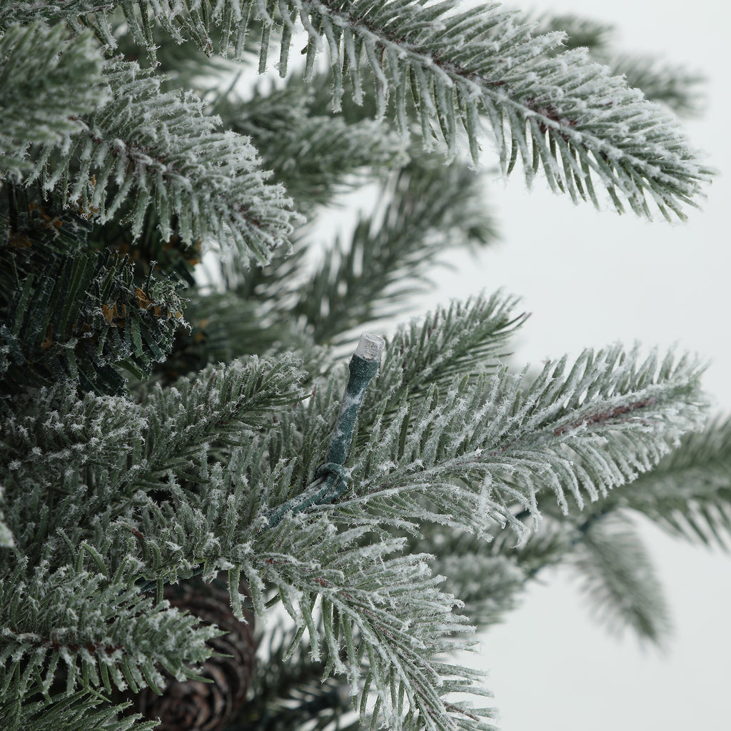 Artificial Snowy Christmas Tree with Warm LED Lights – Pre-lit, Compact Holiday Decor