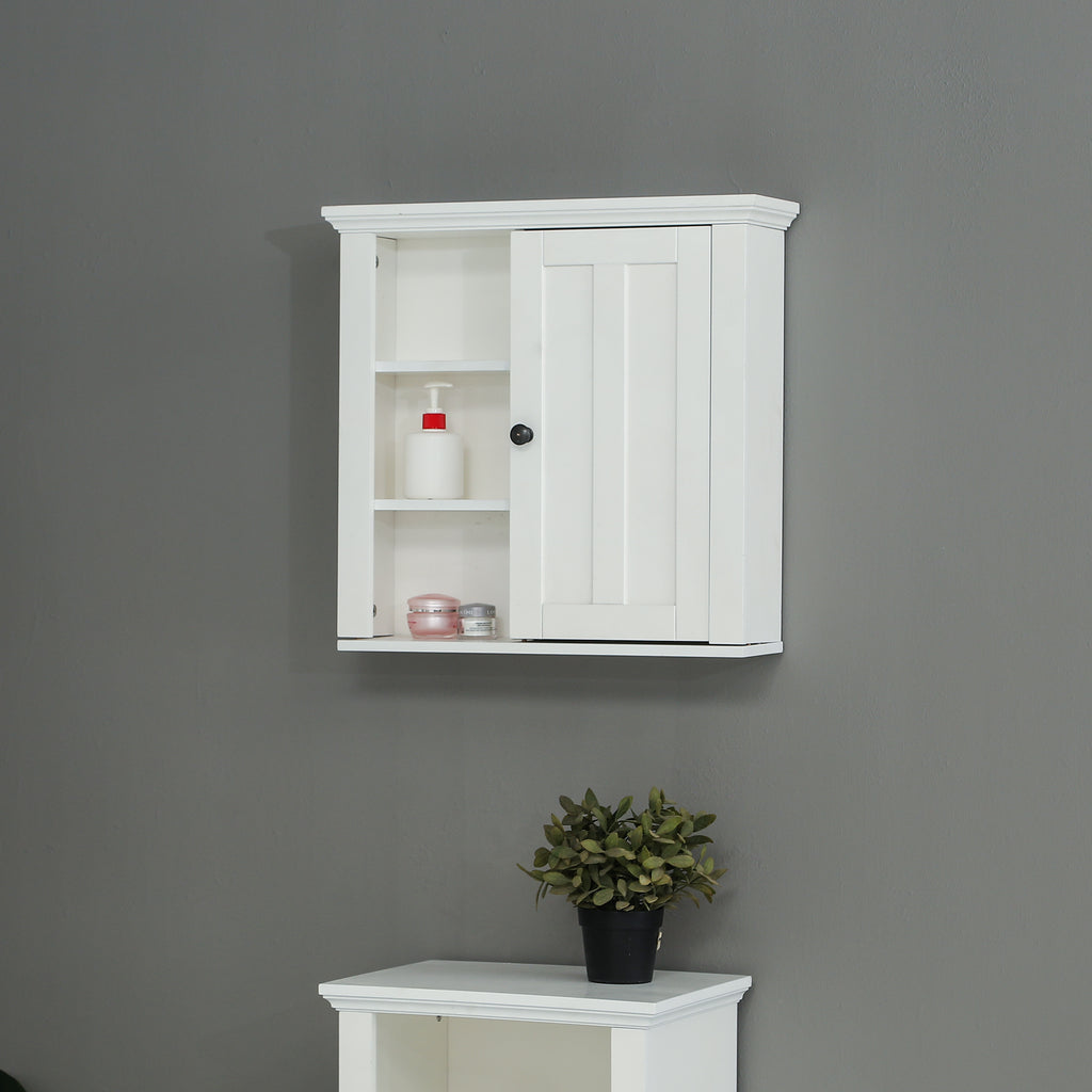 White MDF Wood Bathroom Wall Storage Cabinet