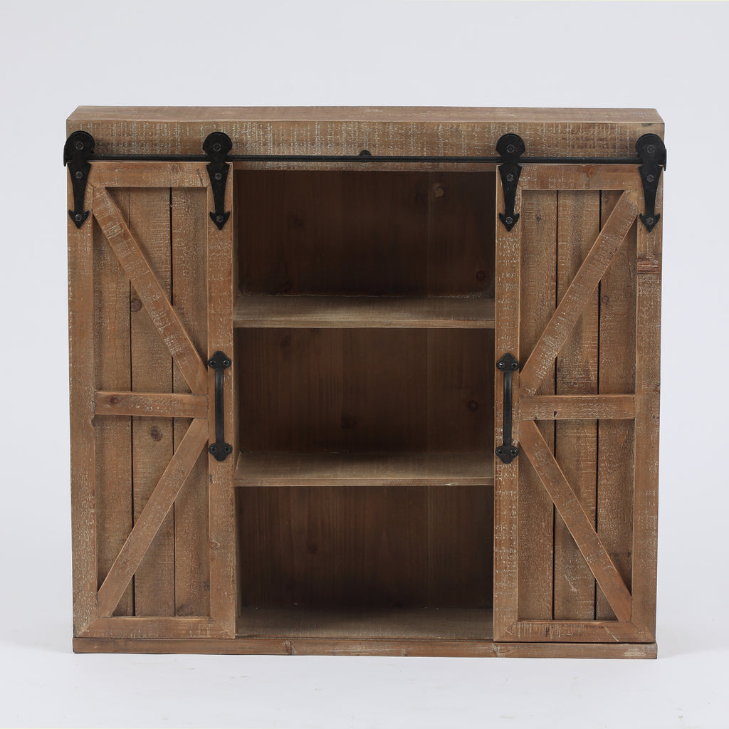 Farmhouse Wood Sliding 2-Door Wall Storage Cabinet