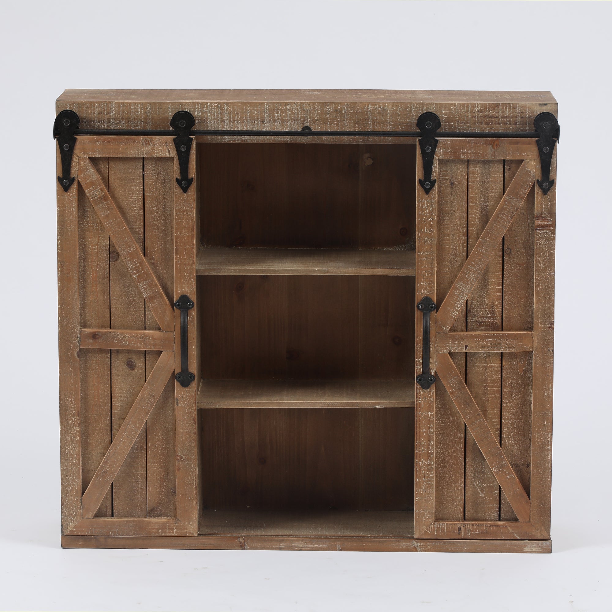 Farmhouse Wood Sliding 2-Door Wall Storage Cabinet