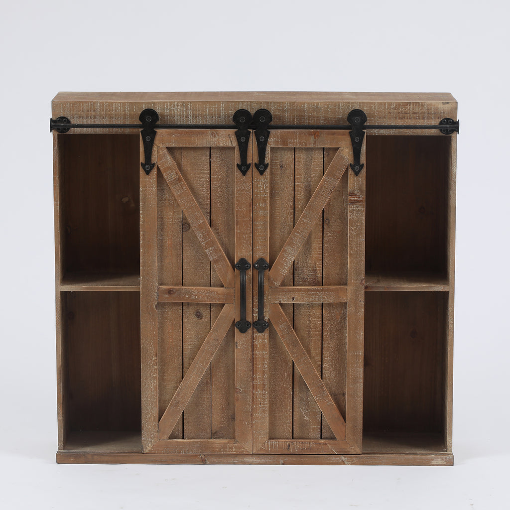 Farmhouse Wood Sliding 2-Door Wall Storage Cabinet