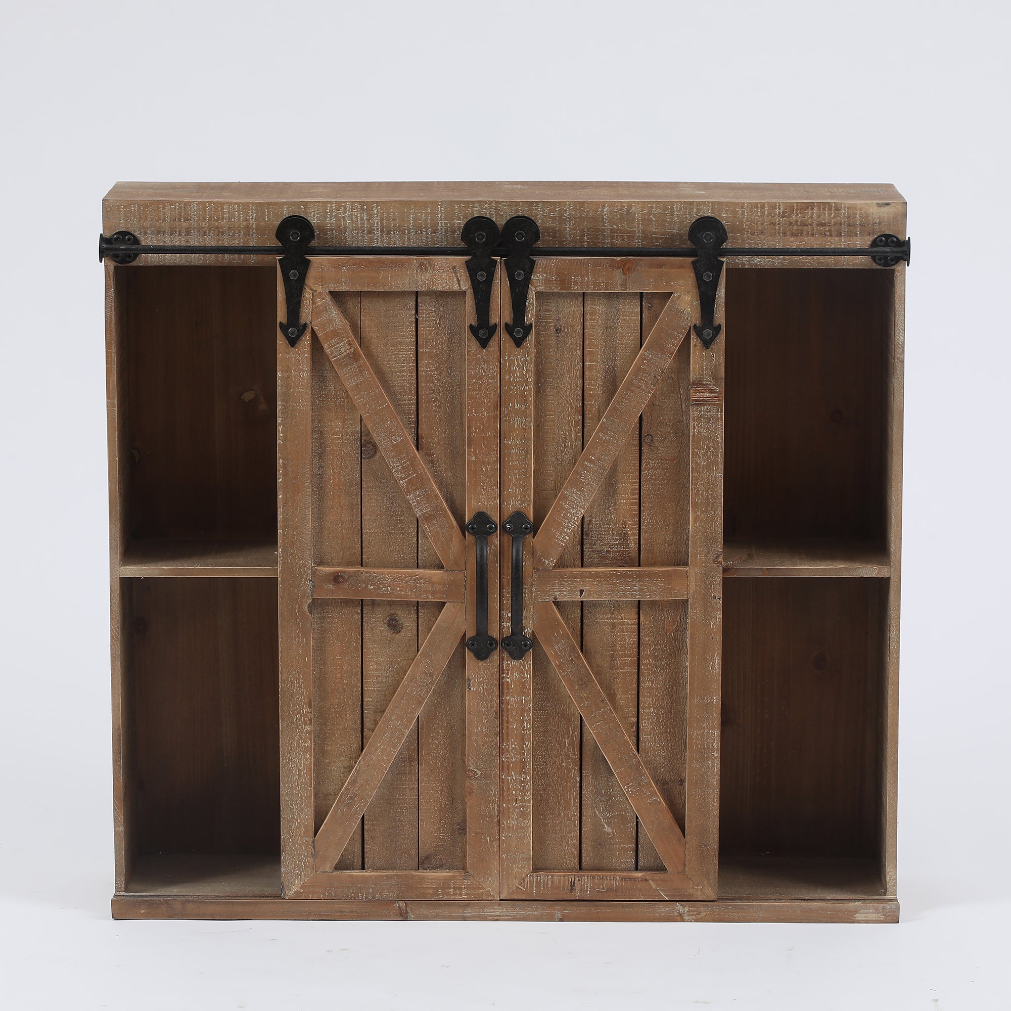 Farmhouse Wood Sliding 2-Door Wall Storage Cabinet
