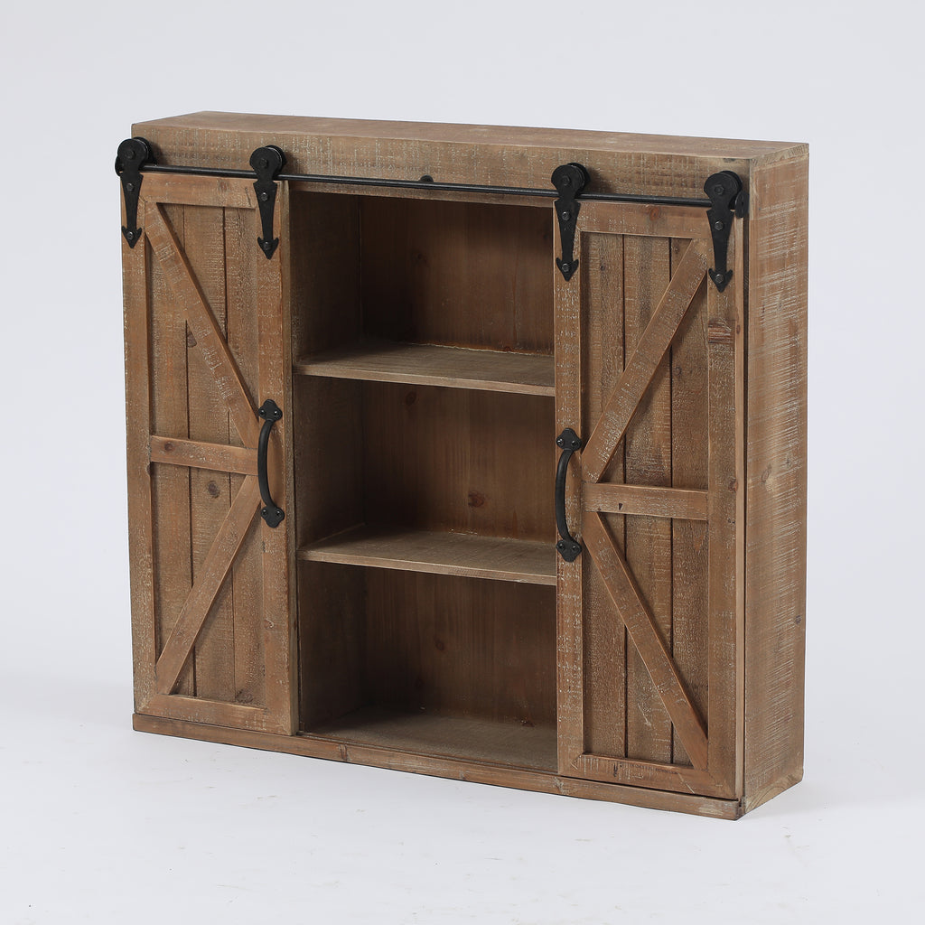 Farmhouse Wood Sliding 2-Door Wall Storage Cabinet