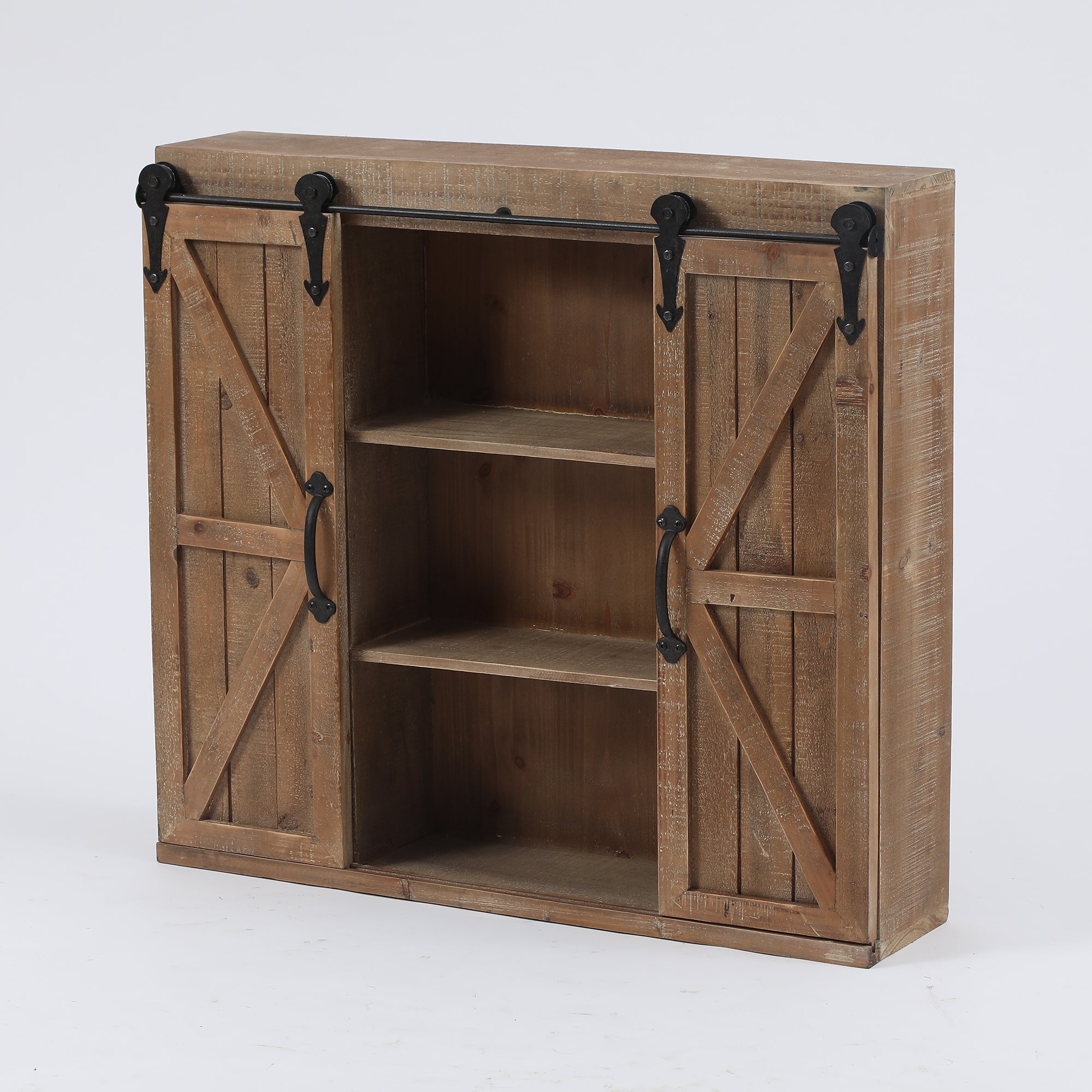 Farmhouse Wood Sliding 2-Door Wall Storage Cabinet