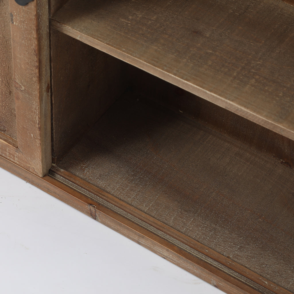 Farmhouse Wood Sliding 2-Door Wall Storage Cabinet