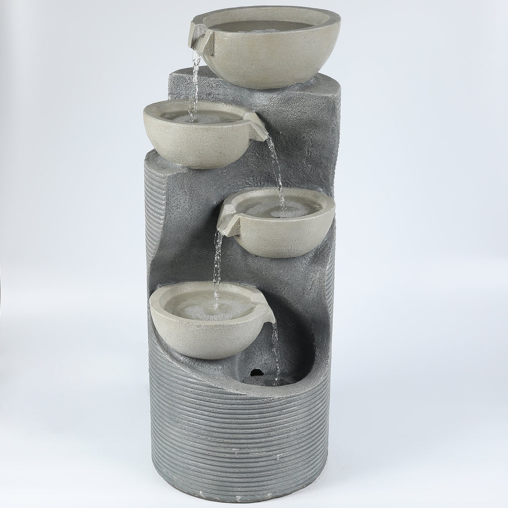 Modern Minimalist Multi-Tier Water Fountain Sculpture with LED Lights – Resin Outdoor & Indoor Decor for Garden, Patio & Office