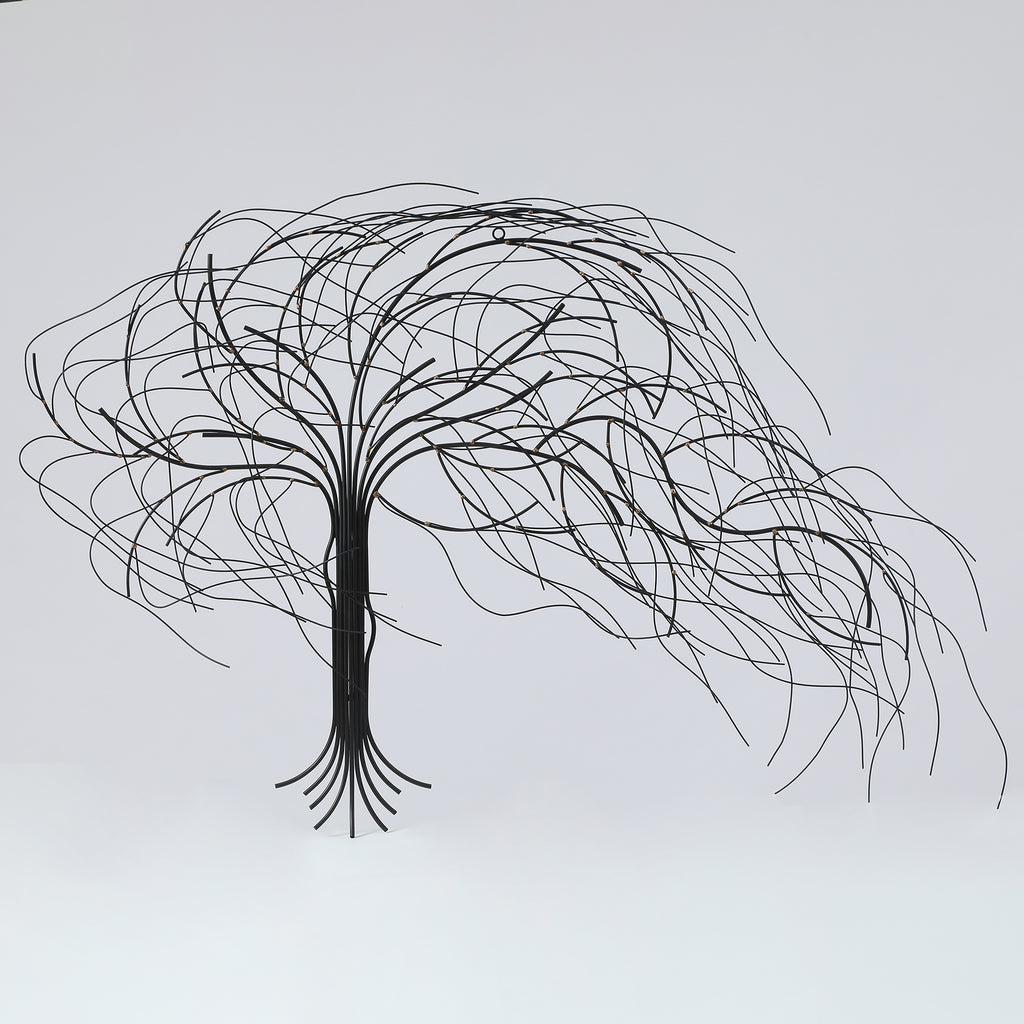 Abstract Tree-Shaped Metal Wall Art – Handcrafted Black Iron Sculpture