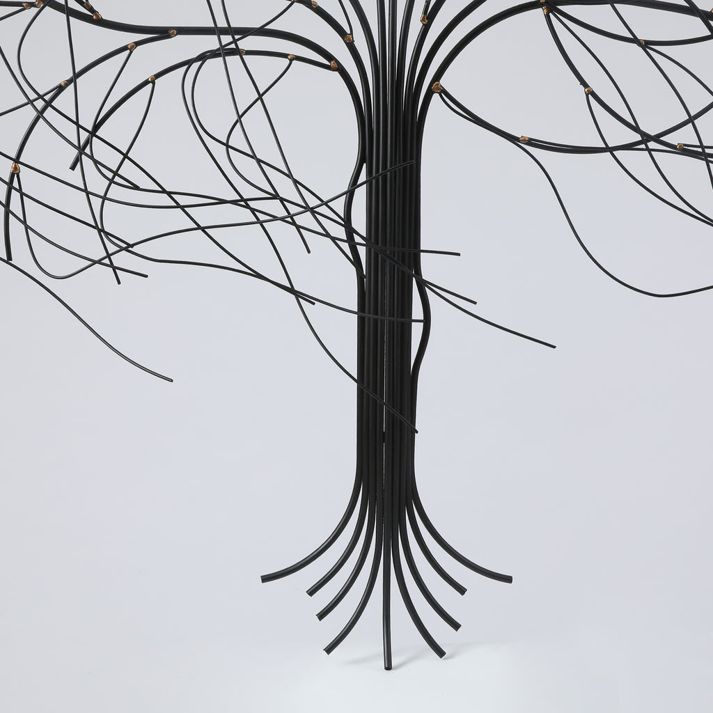 Abstract Tree-Shaped Metal Wall Art – Handcrafted Black Iron Sculpture
