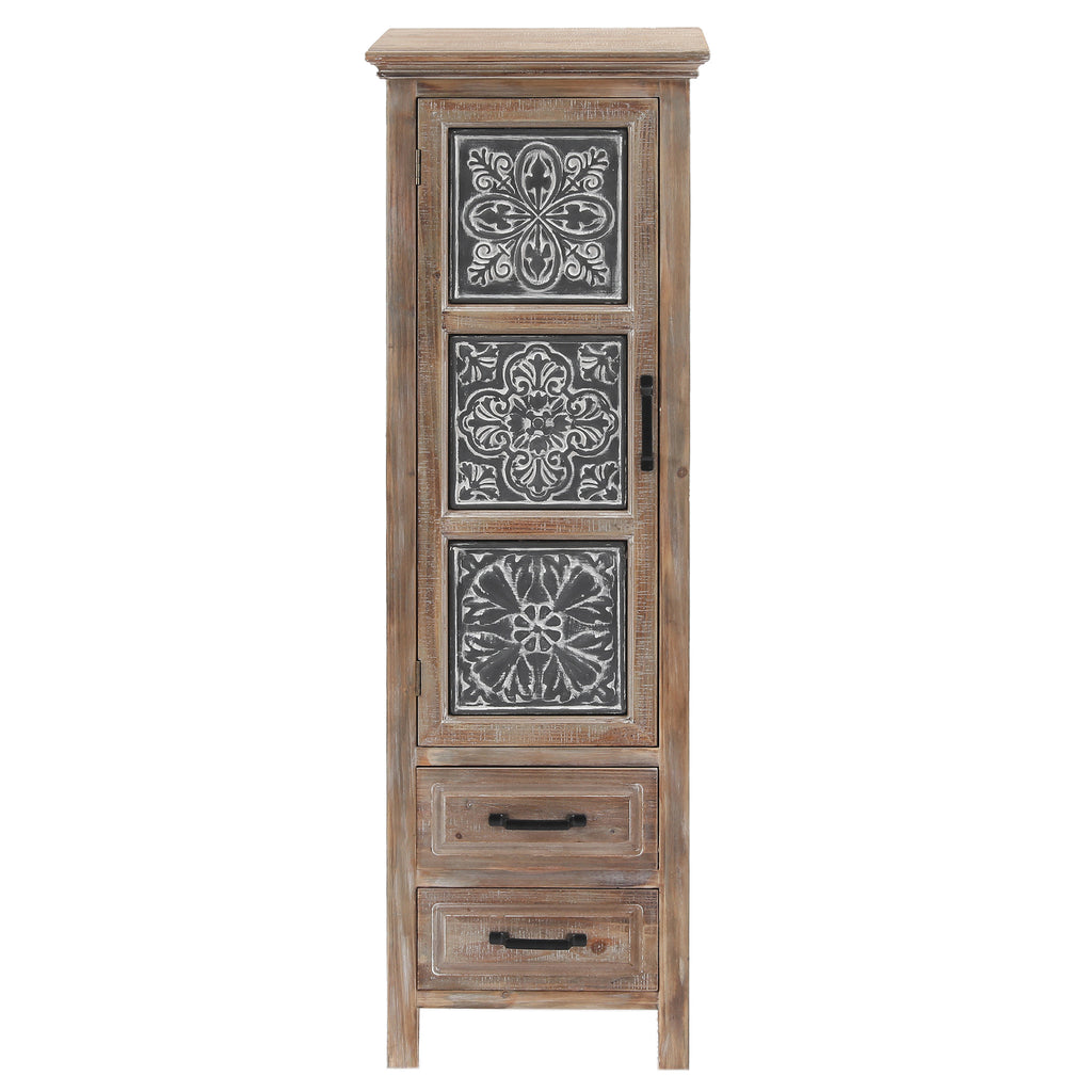 48" Tall Wood and Metal 2-Drawer 1-Door Storage Cabinet