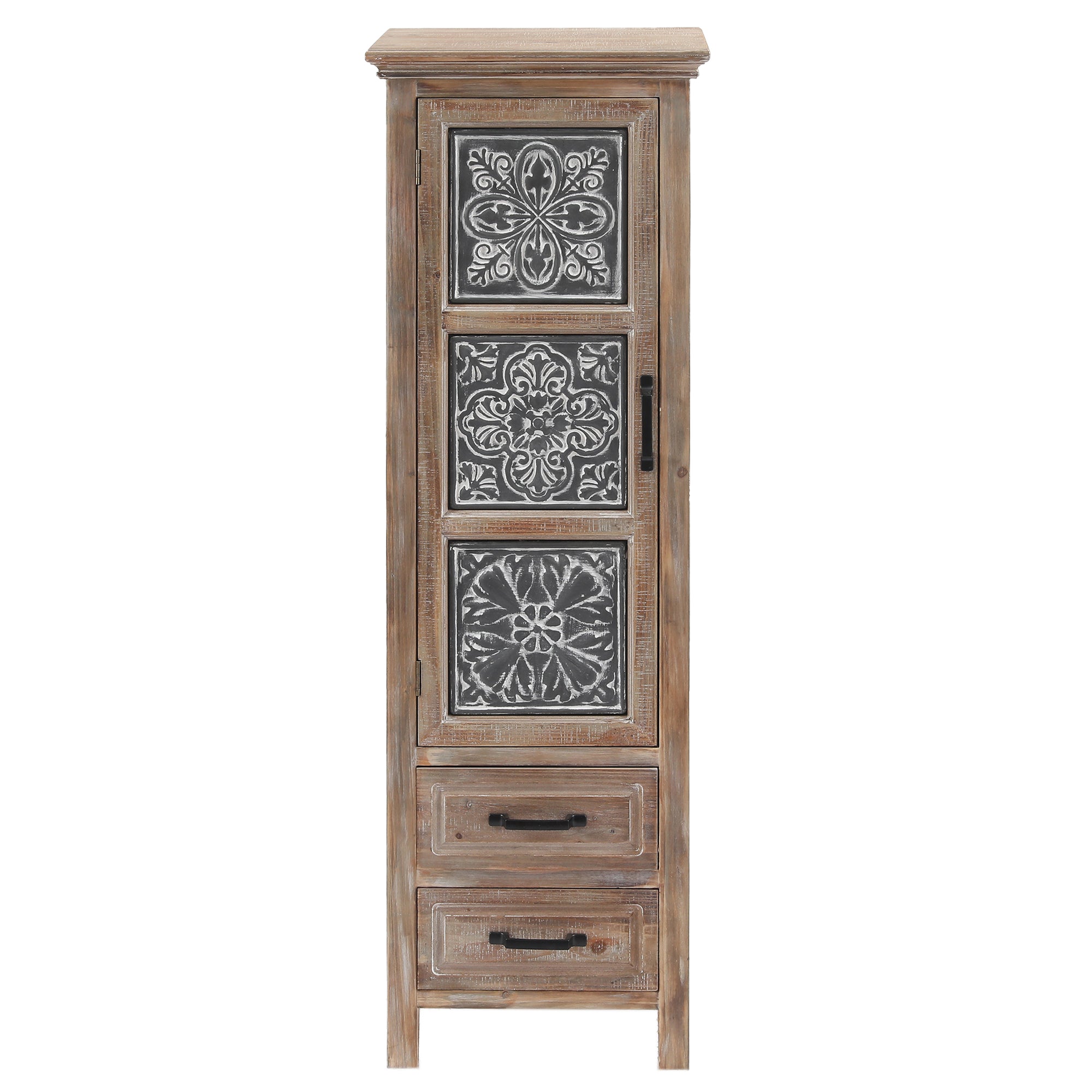 48" Tall Wood and Metal 2-Drawer 1-Door Storage Cabinet