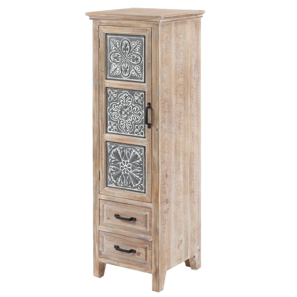 48" Tall Wood and Metal 2-Drawer 1-Door Storage Cabinet
