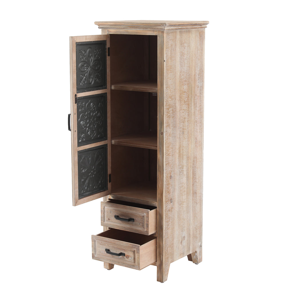 48" Tall Wood and Metal 2-Drawer 1-Door Storage Cabinet