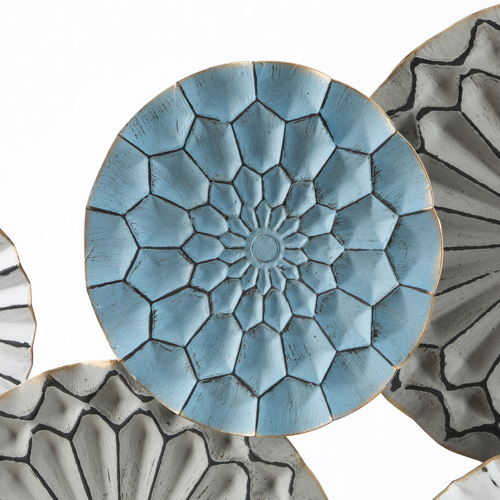 Multi-Color Metal Floral Layered Plates Wall Art