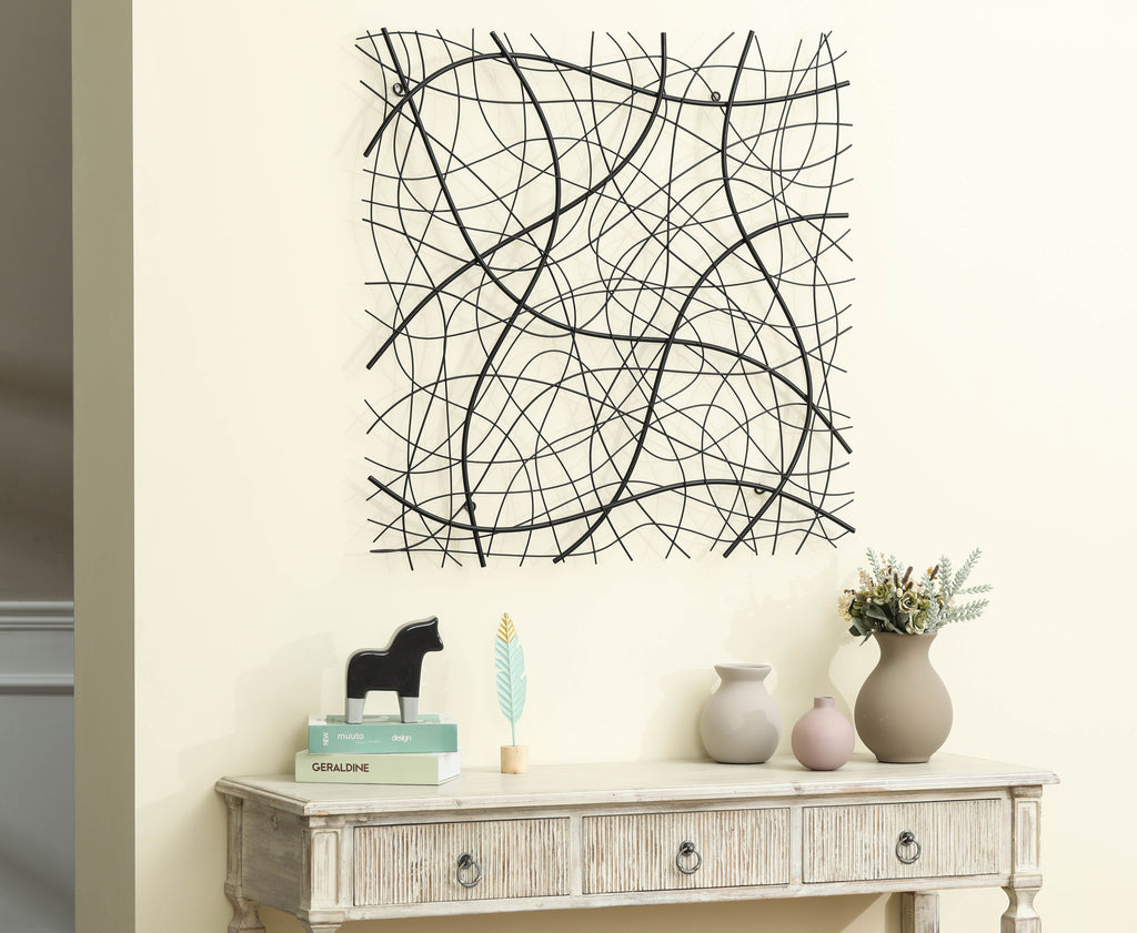 Black Abstract 35.5-Inch Square Metal Wall Decor