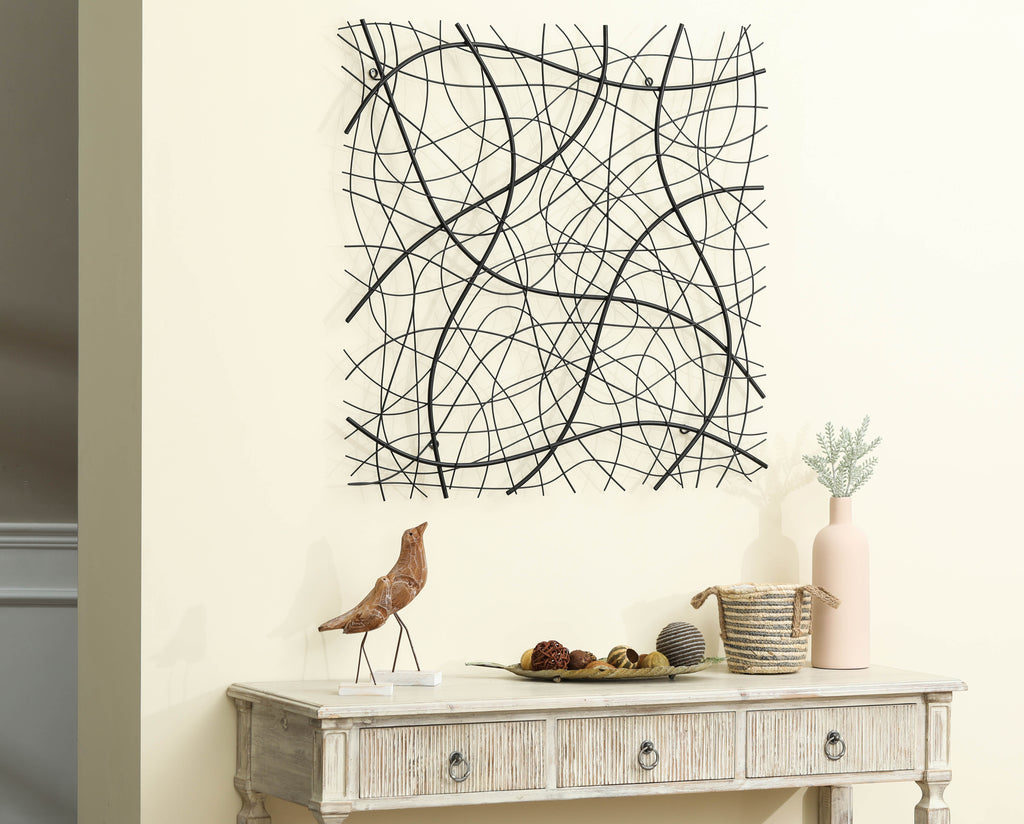 Black Abstract 35.5-Inch Square Metal Wall Decor