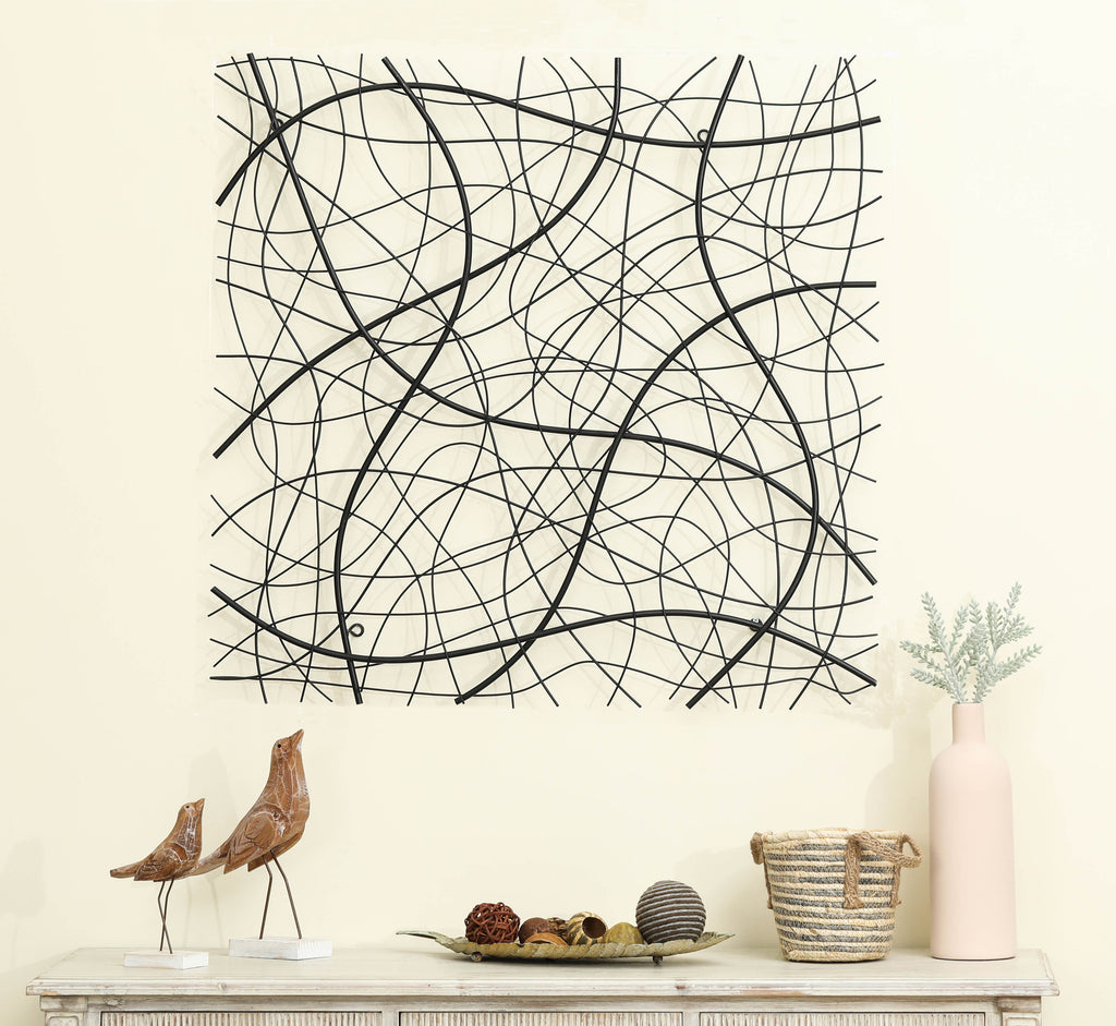 Black Abstract 35.5-Inch Square Metal Wall Decor