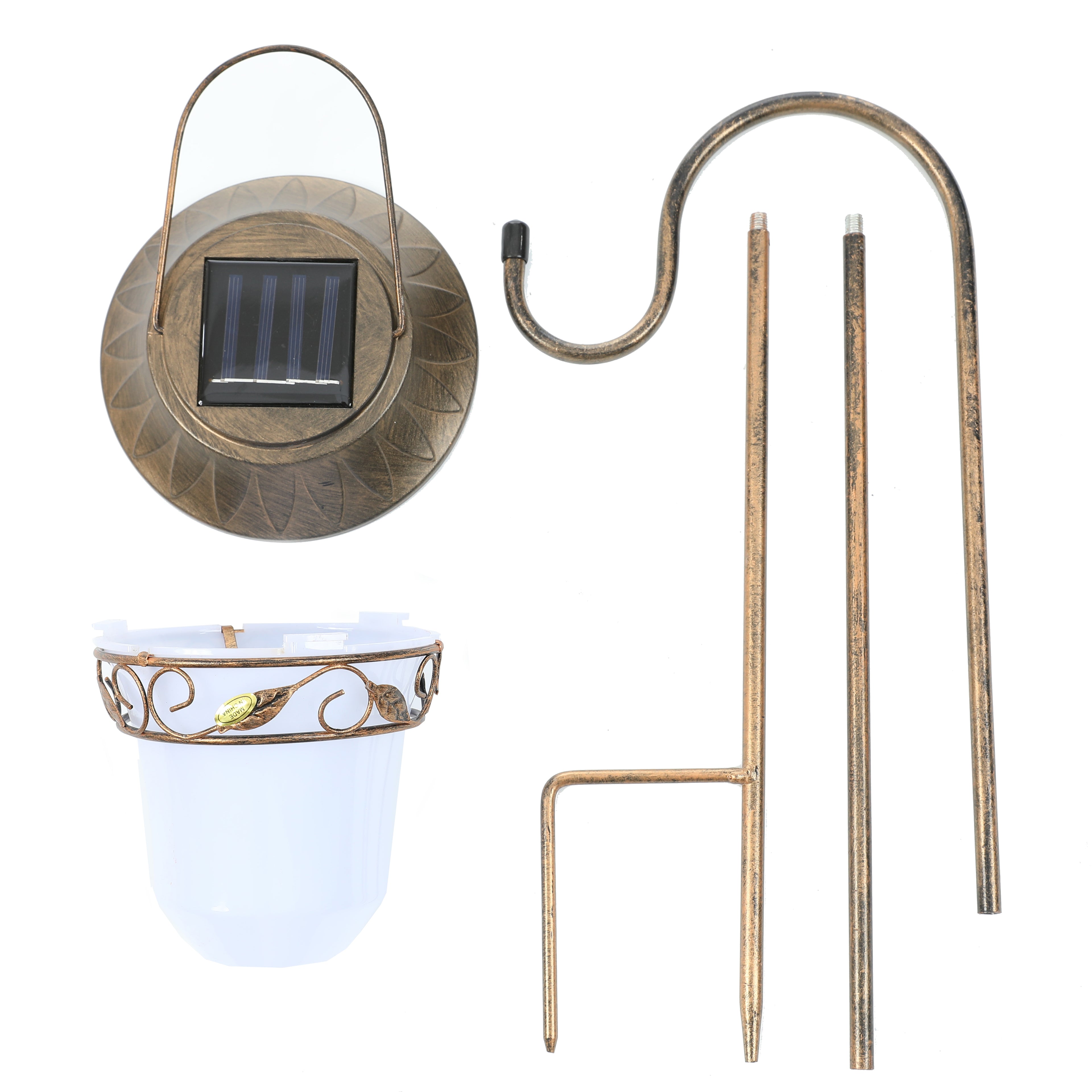 Solar Garden Lantern Light – Vintage Iron Structure with Hanging Hook, Outdoor Courtyard, Lawn & Patio Lighting