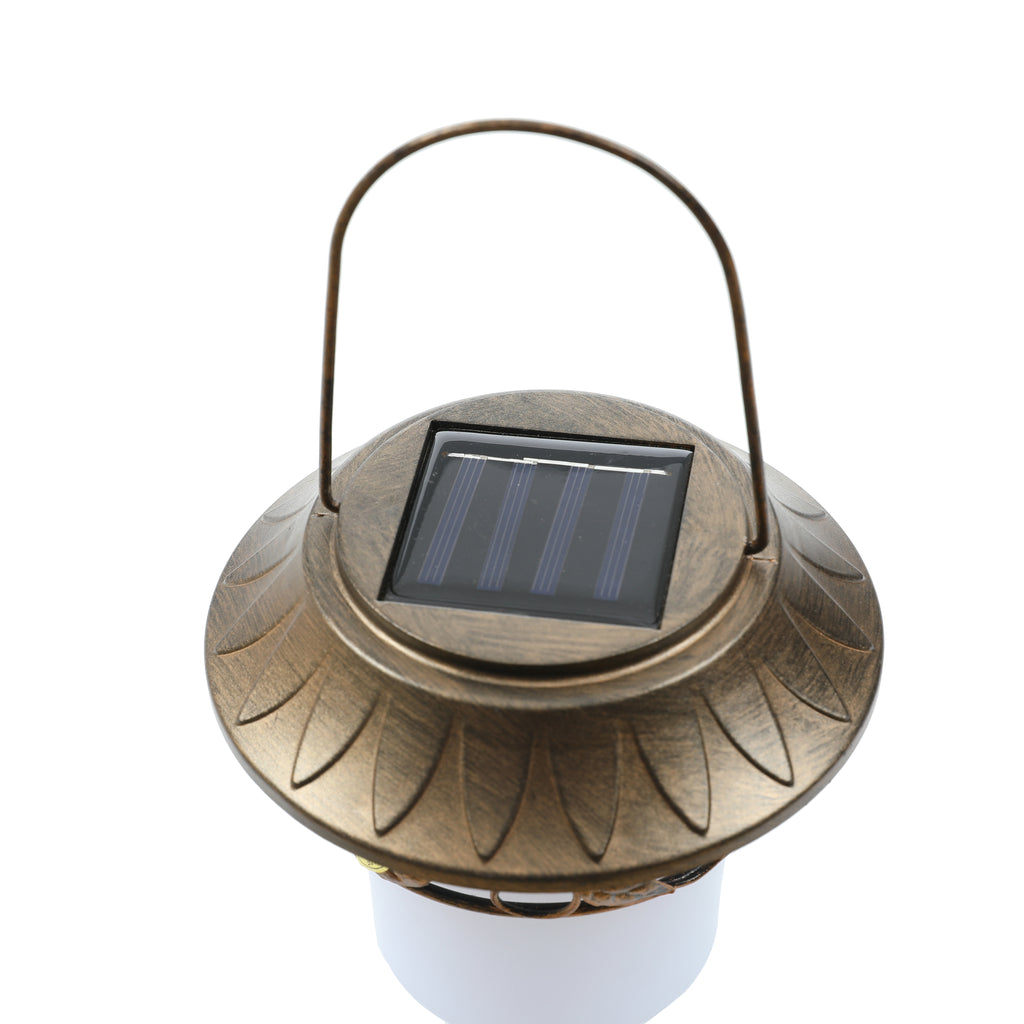Solar Garden Lantern Light – Vintage Iron Structure with Hanging Hook, Outdoor Courtyard, Lawn & Patio Lighting