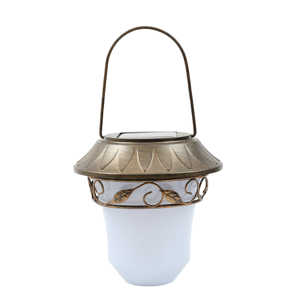 Solar Garden Lantern Light – Vintage Iron Structure with Hanging Hook, Outdoor Courtyard, Lawn & Patio Lighting