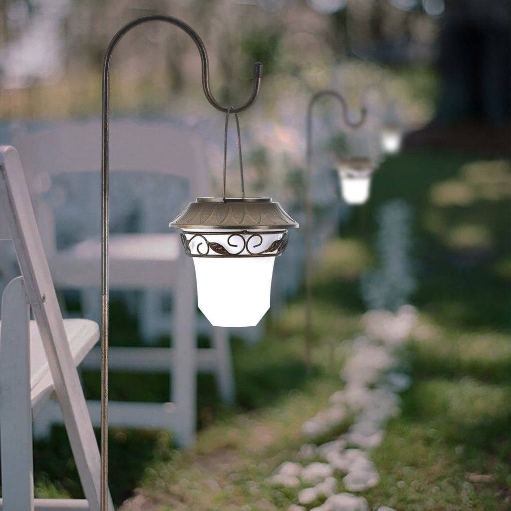 Solar Garden Lantern Light – Vintage Iron Structure with Hanging Hook, Outdoor Courtyard, Lawn & Patio Lighting