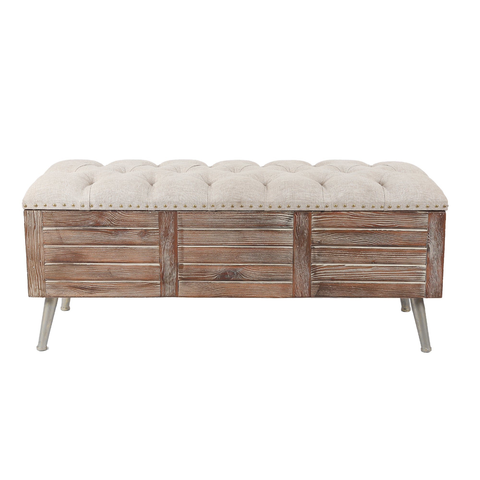 47.2-Inch Wide Upholstered Wood Flip Top Storage Bench