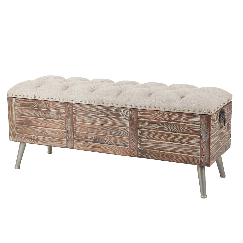 47.2-Inch Wide Upholstered Wood Flip Top Storage Bench