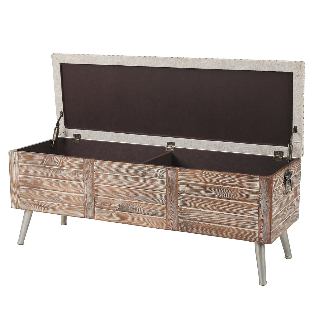 47.2-Inch Wide Upholstered Wood Flip Top Storage Bench
