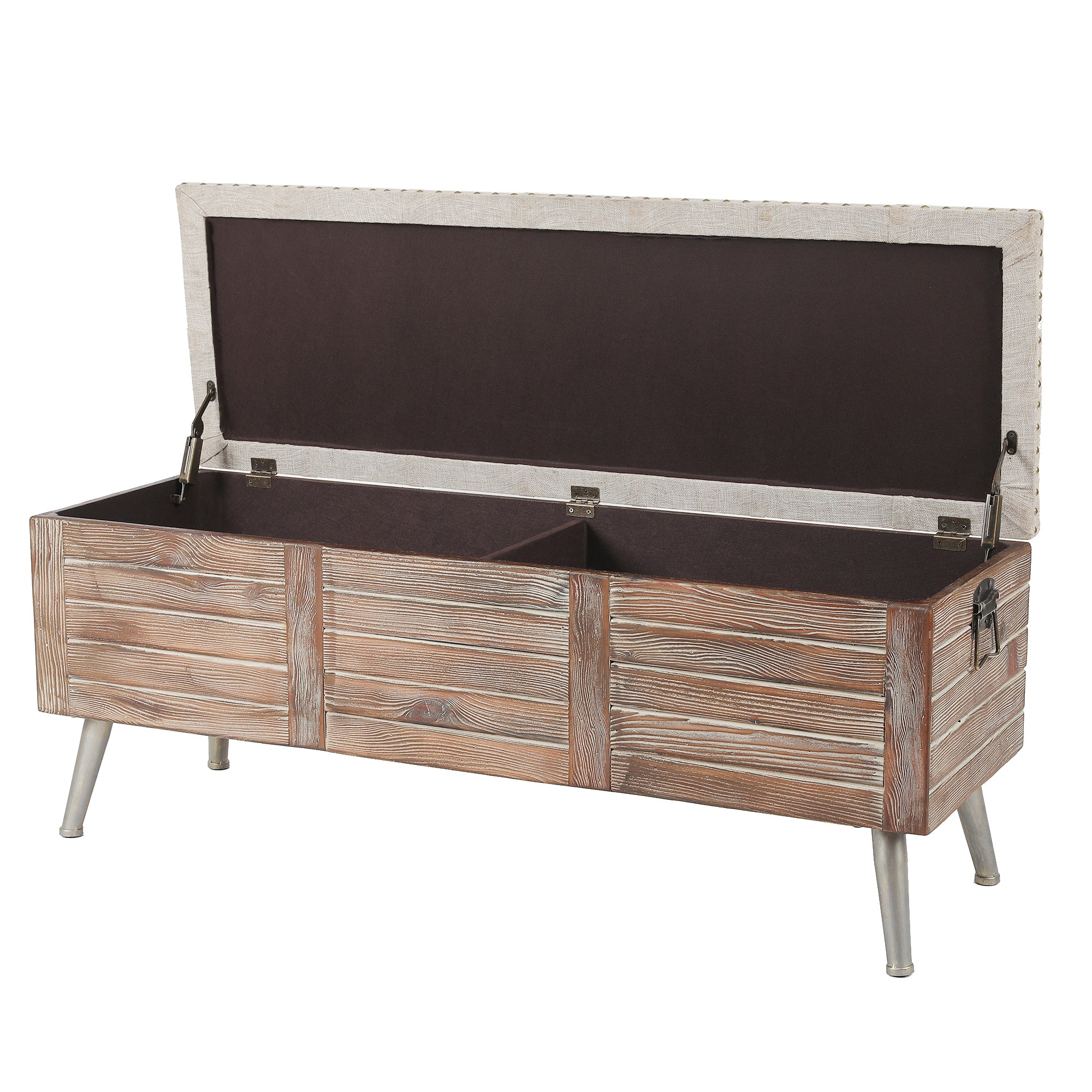 47.2-Inch Wide Upholstered Wood Flip Top Storage Bench