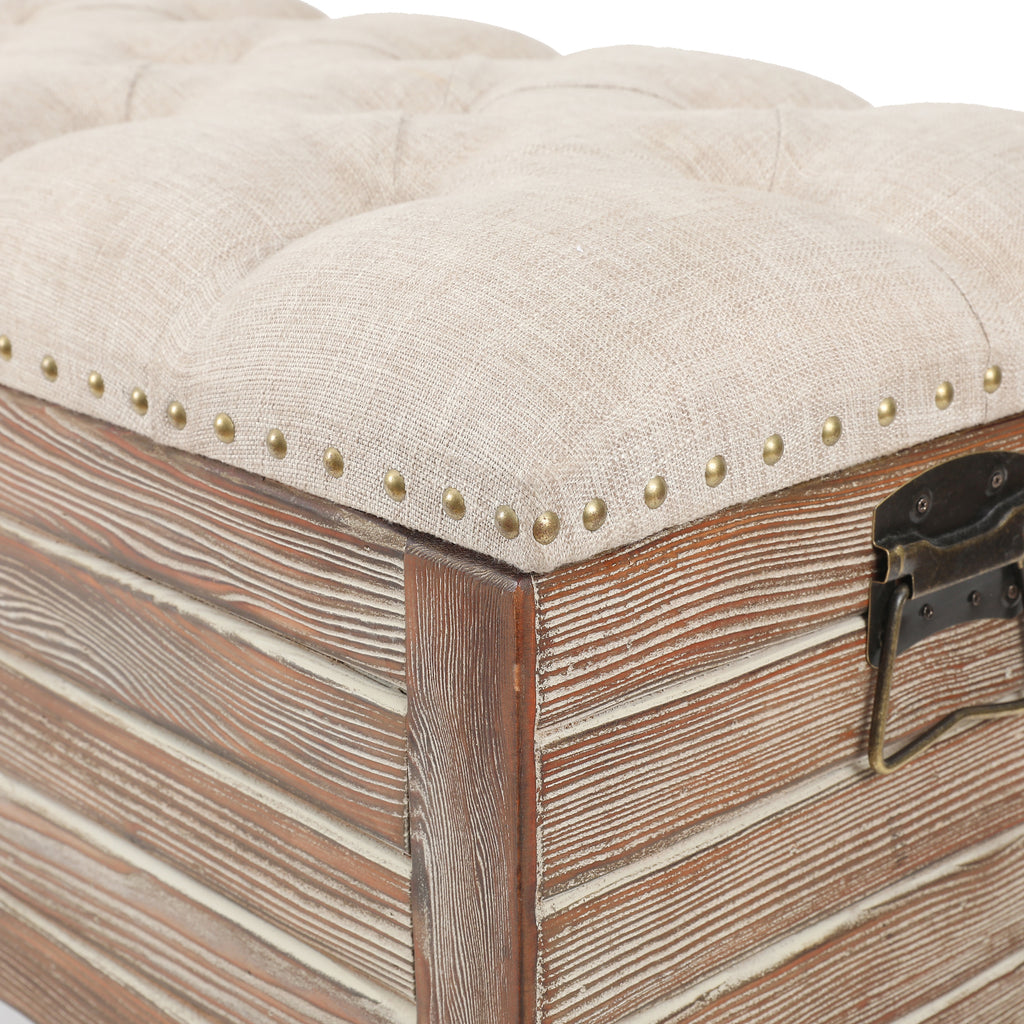 47.2-Inch Wide Upholstered Wood Flip Top Storage Bench