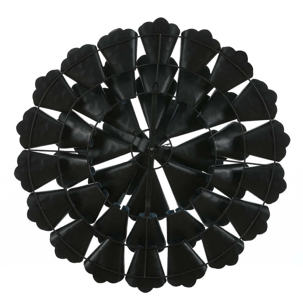 23.5" Round Teal Blue Flower Metal Wall Decor